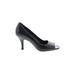 Tahari Heels: Pumps Stilleto Work Black Print Shoes - Women's Size 8 1/2 - Peep Toe