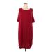 Belle By Kim Gravel Casual Dress - Shift Scoop Neck Short sleeves: Burgundy Solid Dresses - Women's Size 1X