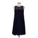 Blue Rain Casual Dress - A-Line: Blue Jacquard Dresses - Women's Size Medium