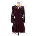 Lily Rose Casual Dress - Mini: Burgundy Solid Dresses - Women's Size Small