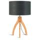 Lampe de table bambou abat-jour lin gris fonc√©, h. 54cm