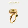 Geezvac 925 Sterling Silver placcato oro giada naturale anelli rotanti per le donne Vintage Luxury