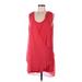 Yest Casual Dress - Wrap Scoop Neck Sleeveless: Red Solid Dresses - Women's Size 8