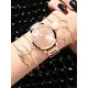 6 Stück Damen uhr Metallband neue Metall armband Uhr Mode einfache lässige Damen Armbanduhr Quarz