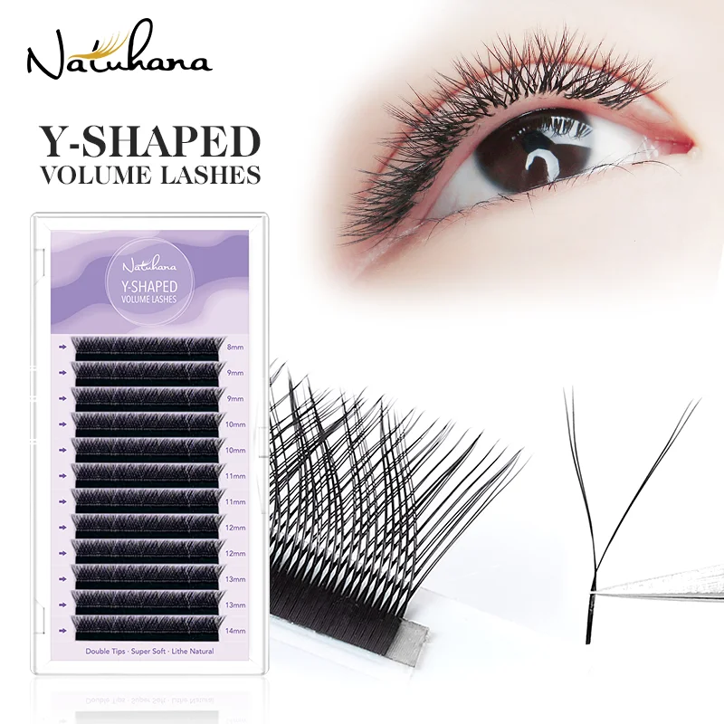 NATUHANA YY-Form Wimpernverlängerung C/D Curl Black Y Lashes Vorgefertigte Volumenfächer Einzelne Wimpern liefert Make-up Image