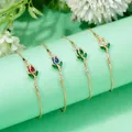 Vintage elegante Tulpe Rose Blume Armbänder für Frauen Mode Kristall Zirkon Blume Charme Armband
