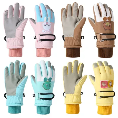 Niedliche Kinder-Winterhandschuhe für Mädchen und Jungen, verdickt, winddicht, für Kinder, Skihandschuhe, Schneesport, Kinderhandschuhe für Snowboard, 4–8 Jahre Image