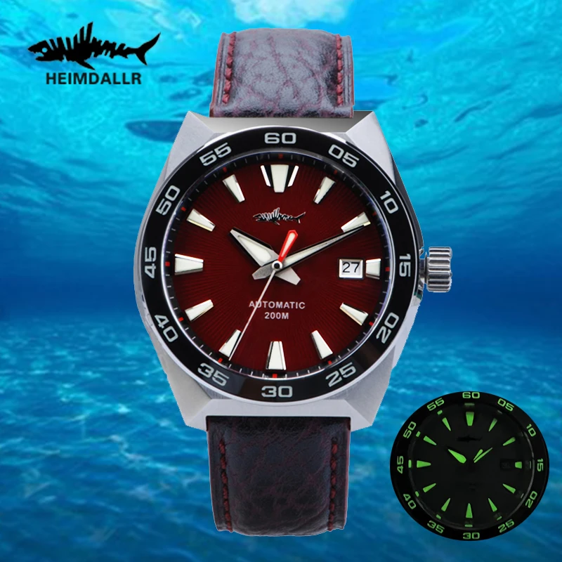 HEIMDALLR Monster Herren-Taucheruhr, 200 m wasserdicht, Sport, C3, leuchtende Uhr, NH35, automatisches Uhrwerk, mechanische Uhr, Saphir