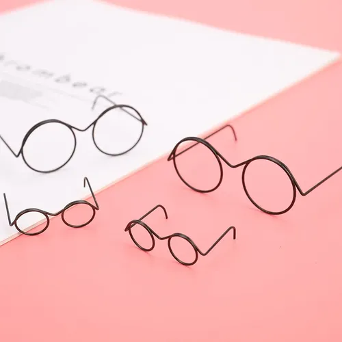 Niedliche runde Brille Rahmen Puppen Mode Retro Linsen lose Brillen Mini Spielzeug Brillen Puppe