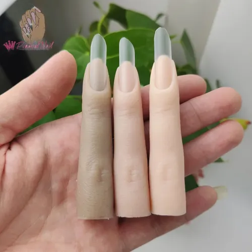 Bewegliche Silikon Übungs finger Hand Modell Maniküre Mittelfinger Salon Nail Art Display für Acryl