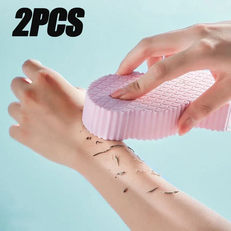 2PCS Peeling Dusche Schwamm Dusche Pinsel Haut Reiniger Fisch Skala Dusche Peeling Werkzeug Erwachsene Dead Skin Remover Schwamm Image