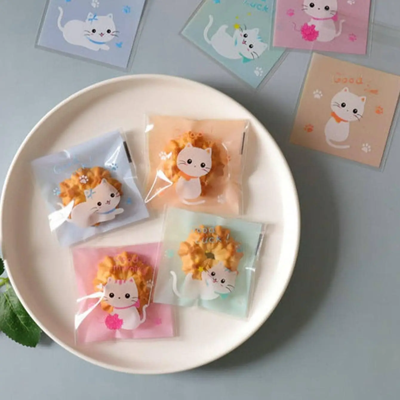 100 stücke-Cookie-Verpackungs beutel, Wolle, Kätzchen, vier in einem Image