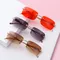 Mode randlose Rechteck Sonnenbrille für Frauen Männer Retro Geparden Dekoration klare Ozean Linse Sonnenbrille Sonnenbrillen UV400 Brillen