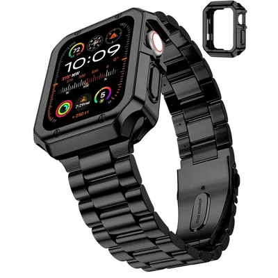 2 in 1 Band und Gehäuse für Apple Watch Ultra 2 49mm 45mm 44mm 41mm Edelstahl armband mit TPU-Abdeckung Armband iwatch 9 8 7 6 se Image