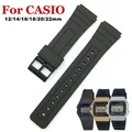 16mm 18mm 20mm armband für casio F-91W schwarz harz uhr armband mit stiften schwarz schnalle uhr
