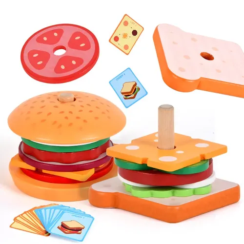 DIY so tun als würde Spielzeug Simulation Hamburger Sandwich Form Farbe Paarung Puzzle Essen