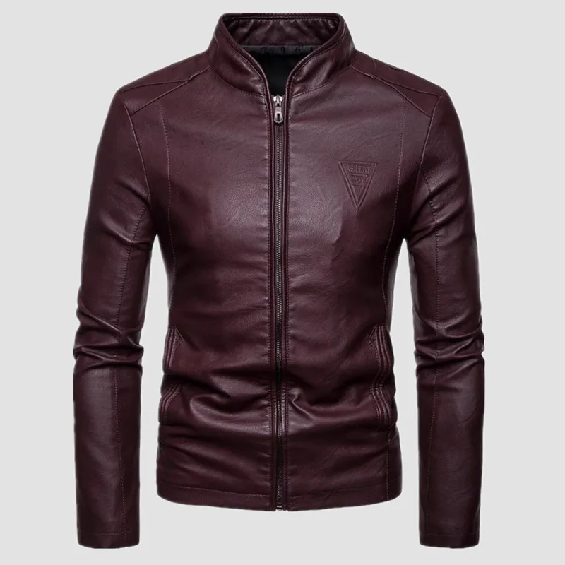 2023 Herrenmode Lederjacke Slim Fit Stehkragen Pu Jacke Motorrad Reiß verschluss Jacken Herren Herbst und Winter Streetwear