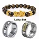 Buddha Perlen Armband & Ring Set Reichtum Glück Pixiu Chinesische Feng Shui Amulett Offene