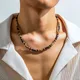 Marrone e nero piccola collana a catena con perline da uomo alla moda perline di legno collana corta girocollo collare sul collo 2023 gioielli di moda maschile
