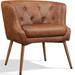 Yaheetech Button Tufted Faux Leather Accent Chair with Metal Legs Barrel Chair