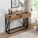 Industrial Console Table Wood Narrow Sofa Table with 2 Drawers, Entrance Table Side Table for Office Living Room, Natural