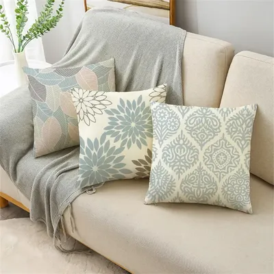 Abdeckung mit geometrischen Nähten, Schlafzimmer, Wohnzimmer, Dekoration, Kissenbezug, 45 x 45 cm, Image