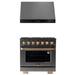 Gemstone 36 in. 5.2 cu. ft. 6-Burners Dual Fuel Range for Propane Gas and Under Cabinet Range Hood in Titanium SS