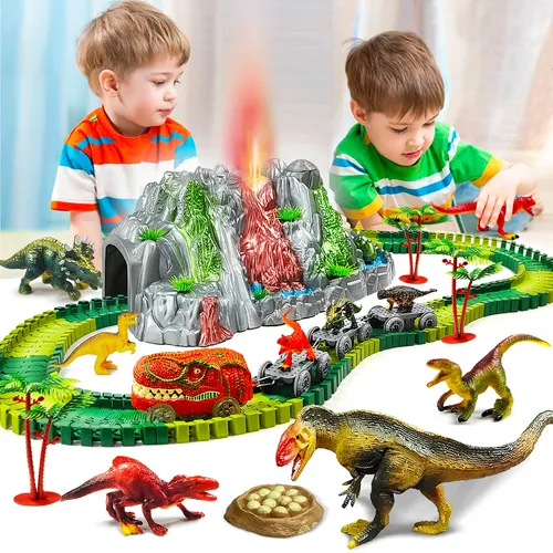 Dinosaurier Spielzeug für Kinder Nebel ausstoßen Vulkan und Kletter bahn Zug Kit Spielzeug für