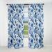 Designart "Blue Watercolor Eccentric Floral Pattern II" Floral Blackout Blue, White Curtain 1 Panel