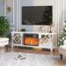Mixoy Electric Fireplace Mirrored TV Stand with Heater&3D Flame,TV Console Table with Storage,Entertainment Center