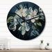 Designart "Apple Blossom Monochromatic Elegance II" Apple Blossom Oversized Wood Wall Clock