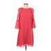 Belle Badgley Mischka Casual Dress - Mini Crew Neck 3/4 sleeves: Pink Print Dresses - Women's Size 2