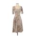 Banana Republic Casual Dress - A-Line Scoop Neck Short sleeves: Tan Animal Print Dresses - Women's Size 2X-Small - Print Wash