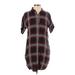 Madewell Casual Dress - Shirtdress Collared Short sleeves: Burgundy Print Dresses - Women's Size Small