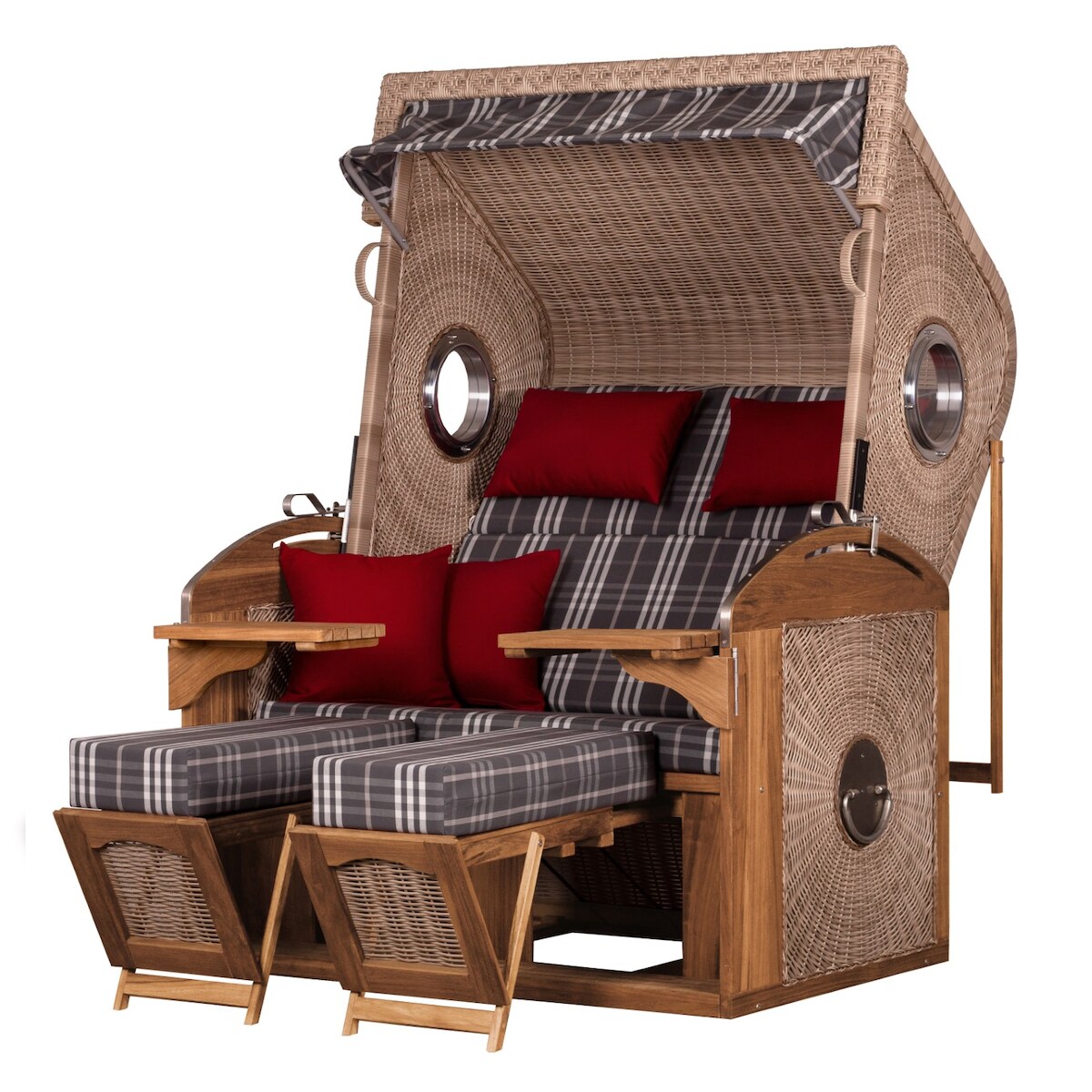 dekoVries GmbH Strandkorb deVries PURE® Sailor XL - PE white kubu - Dessin 188 - inkl. Schutzhülle Image