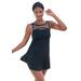 Plus Size Women's Embellished High-Neck Swimdress by Swim 365 in Black (Size 14)