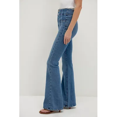 We The Free Jayde Flare Jeans at Free People in Sunburst Blue, Size: 25