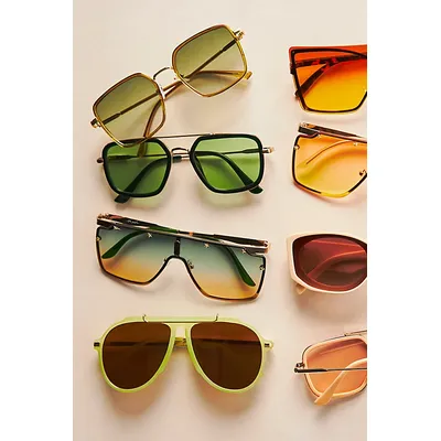 Ventura Oversized Aviator Sunglasses at Free People in Matcha