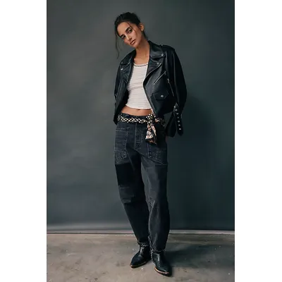 We The Free Moxie Pull-On Barrel Jeans at Free People in Night Hawk, Size: 31