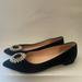 J. Crew Shoes | J Crew Pointed-Toe Flats Suede Crystal Buckle Size 7.5 | Color: Black | Size: 7.5