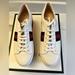 Gucci Shoes | Gucci White Leather Peggy Web Detail Platform Sneakers Size 39 | Color: White | Size: 9