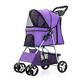 Pet Stroller Dogs Cats Strolling Cart Folding Travel Carrier Waterproof Puppy Stroller with Large Storage Basket No Zipper Entry for Medium Small Pets Up to 33-pounds (Color : Purple 1)