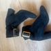 Burberry Shoes | Burberry Suede Heeled Boots With Gold Buckle Size 37 / 7 | Color: Black/Gold | Size: 7