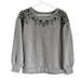 American Eagle Outfitters Tops | American Eagle Grey Sweatshirt Embroidered Neck Neutral Casual Boho Casual Xs | Color: Gray | Size: Xs