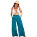 Plus Size Women's Pack N' Go Wrinkle-Resistant Cover Up Wide Leg Pant by Swimsuits For All in Mediterranean Palms (Size 34/36)