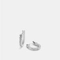 Coach Jewelry | Coach Pave Signature Huggie Earrings | Color: Silver | Size: Os