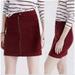 Madewell Skirts | Madewell Women's Studio Zip Skirt Velvet Burgundy Red Mini Casual F9064 Size 12 | Color: Purple/Red | Size: 12