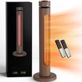 Portable Infrared Patio Heater 1500W Electric Heater with 8 Heating Levels, Tip-over Protection, IP65 Waterproof, 8H Timer, Remote Control, 33 Inch, Elegent Brown