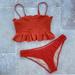 Madewell Swim | Madewellsecond Wave/Ribbed Classic/Bikini Bottom And Cabana Del Sol Top Sz L | Color: Orange | Size: L