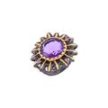 Amethyst Gemstone 925 Sterling Silver Black Rhodium Gold Plated Statement Ring T 1/2